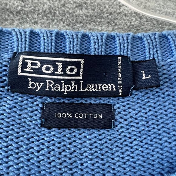 Polo Ralph Lauren Men L Crewneck Knit Sweater Green Pony Royal Blue Quiet Luxury - Picture 14 of 16